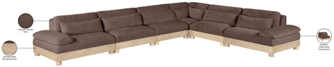 Kira 167.75" Brown Chenille Fabric Upholstered Modular Sectional, 6-Piece
