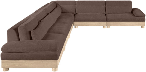Kira 167.75" Brown Chenille Fabric Upholstered Modular Sectional, 6-Piece