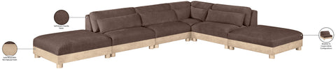 Kira 160" Brown Chenille Fabric Upholstered Modular Sectional, 6-Piece