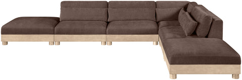 Kira 160" Brown Chenille Fabric Upholstered Modular Sectional, 6-Piece