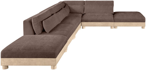 Kira 160" Brown Chenille Fabric Upholstered Modular Sectional, 6-Piece