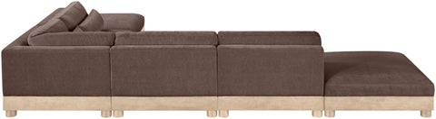 Kira 160" Brown Chenille Fabric Upholstered Modular Sectional, 6-Piece