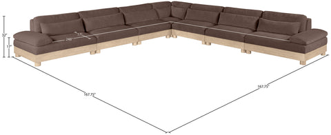 Kira 167.75" Brown Chenille Fabric Upholstered Modular Sectional, 7-Piece