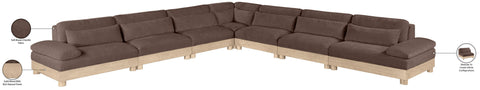 Kira 167.75" Brown Chenille Fabric Upholstered Modular Sectional, 7-Piece