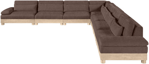 Kira 167.75" Brown Chenille Fabric Upholstered Modular Sectional, 7-Piece