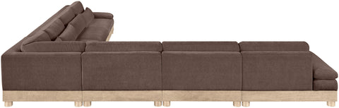 Kira 167.75" Brown Chenille Fabric Upholstered Modular Sectional, 7-Piece