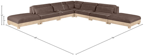 Kira 160" Brown Chenille Fabric Upholstered Modular Sectional, 7-Piece