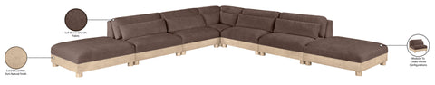 Kira 160" Brown Chenille Fabric Upholstered Modular Sectional, 7-Piece
