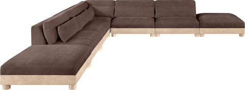 Kira 160" Brown Chenille Fabric Upholstered Modular Sectional, 7-Piece