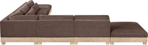 Kira 160" Brown Chenille Fabric Upholstered Modular Sectional, 7-Piece