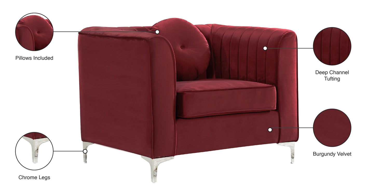 armani burgundy velvet chair c