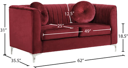 Armani Burgundy Velvet Loveseat L