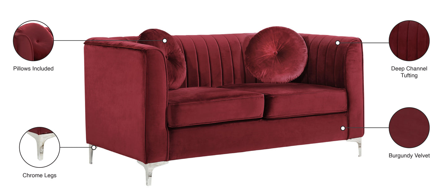 armani burgundy velvet loveseat l