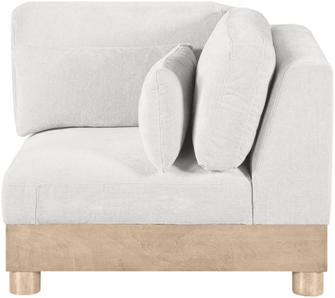 Kira Cream Chenille Fabric Upholstered Modular Corner Chair, 1 Piece