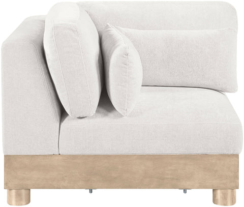 Kira Cream Chenille Fabric Upholstered Modular Corner Chair, 1 Piece