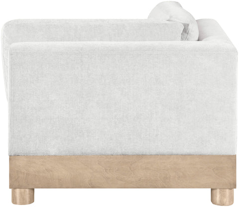 Kira Cream Chenille Fabric Upholstered Modular Corner Chair, 1 Piece