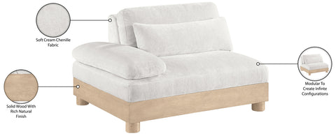Kira Cream Chenille Fabric Upholstered Modular Left Arm Chair, 1 Piece