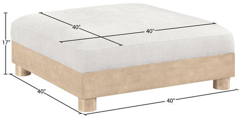 Kira Cream Chenille Fabric Upholstered Modular Ottoman, 1 Piece