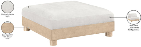 Kira Cream Chenille Fabric Upholstered Modular Ottoman, 1 Piece