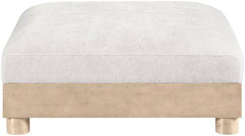 Kira Cream Chenille Fabric Upholstered Modular Ottoman, 1 Piece