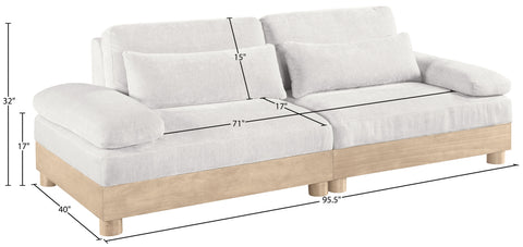 Kira 95.5" Cream Chenille Fabric Upholstered Modular Sofa, 2-Piece