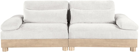 Kira 95.5" Cream Chenille Fabric Upholstered Modular Sofa, 2-Piece