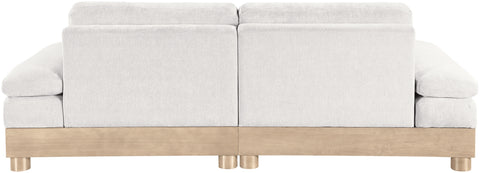 Kira 95.5" Cream Chenille Fabric Upholstered Modular Sofa, 2-Piece
