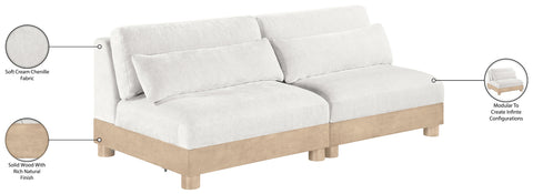 Kira 80" Cream Chenille Fabric Upholstered Modular Sofa, 2-Piece