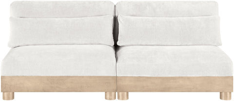 Kira 80" Cream Chenille Fabric Upholstered Modular Sofa, 2-Piece
