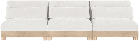 Kira 120" Cream Chenille Fabric Upholstered Modular Sofa, 3-Piece