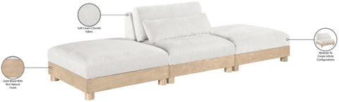 Kira 120" Cream Chenille Fabric Upholstered Modular Sofa, 3-Piece (Style 2)