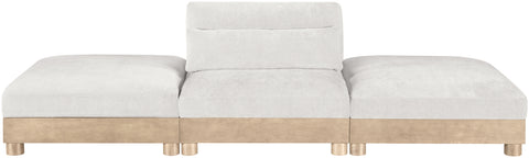 Kira 120" Cream Chenille Fabric Upholstered Modular Sofa, 3-Piece (Style 2)