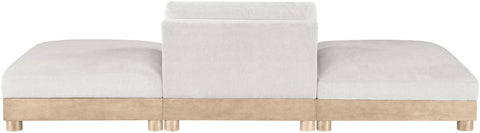 Kira 120" Cream Chenille Fabric Upholstered Modular Sofa, 3-Piece (Style 2)