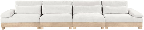 Kira 175.5" Cream Chenille Fabric Upholstered Modular Sofa, 4-Piece