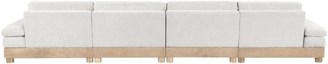 Kira 175.5" Cream Chenille Fabric Upholstered Modular Sofa, 4-Piece