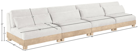 Kira 160" Cream Chenille Fabric Upholstered Modular Sofa, 4-Piece