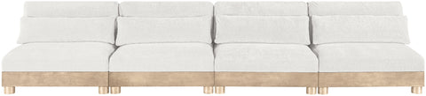 Kira 160" Cream Chenille Fabric Upholstered Modular Sofa, 4-Piece