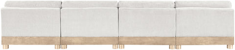 Kira 160" Cream Chenille Fabric Upholstered Modular Sofa, 4-Piece