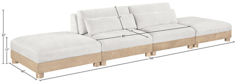 Kira 160" Cream Chenille Fabric Upholstered Modular Sofa, 4-Piece (Style 2)