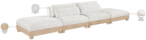 Kira 160" Cream Chenille Fabric Upholstered Modular Sofa, 4-Piece (Style 2)