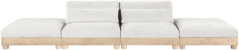 Kira 160" Cream Chenille Fabric Upholstered Modular Sofa, 4-Piece (Style 2)
