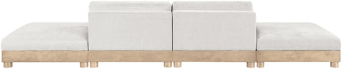 Kira 160" Cream Chenille Fabric Upholstered Modular Sofa, 4-Piece (Style 2)