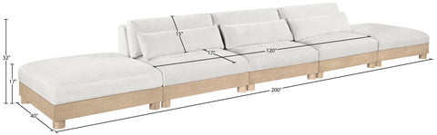 Kira 200" Cream Chenille Fabric Upholstered Modular Sofa, 5-Piece