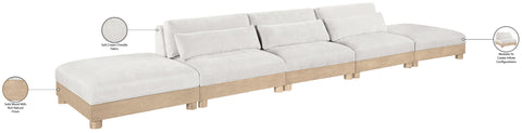 Kira 200" Cream Chenille Fabric Upholstered Modular Sofa, 5-Piece