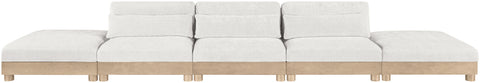 Kira 200" Cream Chenille Fabric Upholstered Modular Sofa, 5-Piece