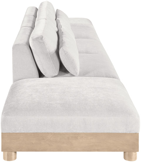 Kira 200" Cream Chenille Fabric Upholstered Modular Sofa, 5-Piece