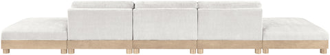 Kira 200" Cream Chenille Fabric Upholstered Modular Sofa, 5-Piece