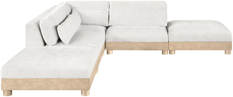 Kira 120" Cream Chenille Fabric Upholstered Modular Sectional, 5-Piece (Style 2)