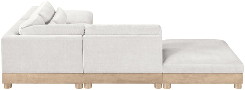 Kira 120" Cream Chenille Fabric Upholstered Modular Sectional, 5-Piece (Style 2)