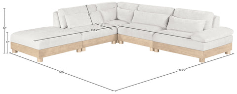 Kira 127.75" Cream Chenille Fabric Upholstered Modular Sectional, 5-Piece (Style 2)